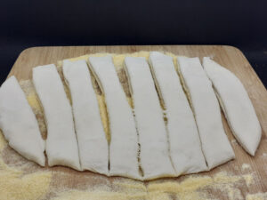 Slicing Dough into Bread Sticks