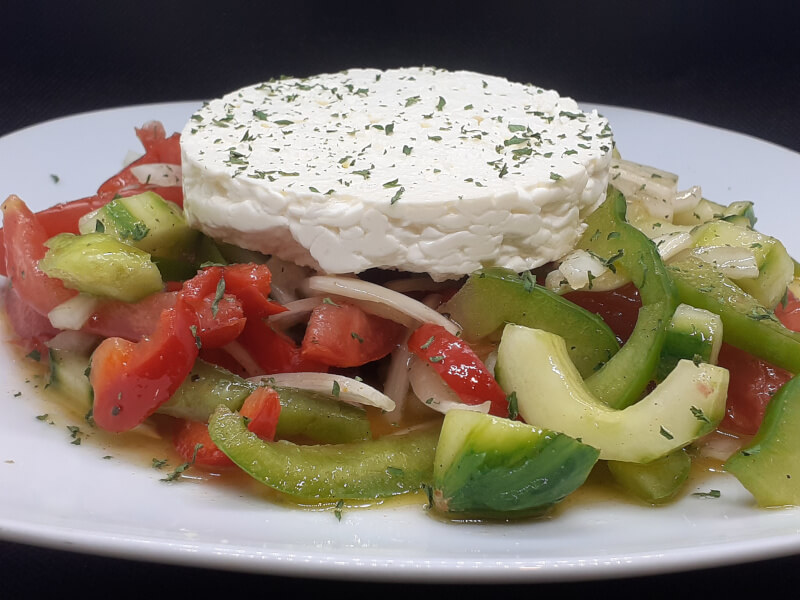 Greek Salad with Block of Feta