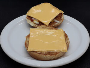 Hamburger Buns with Cheddar Cheese Slices