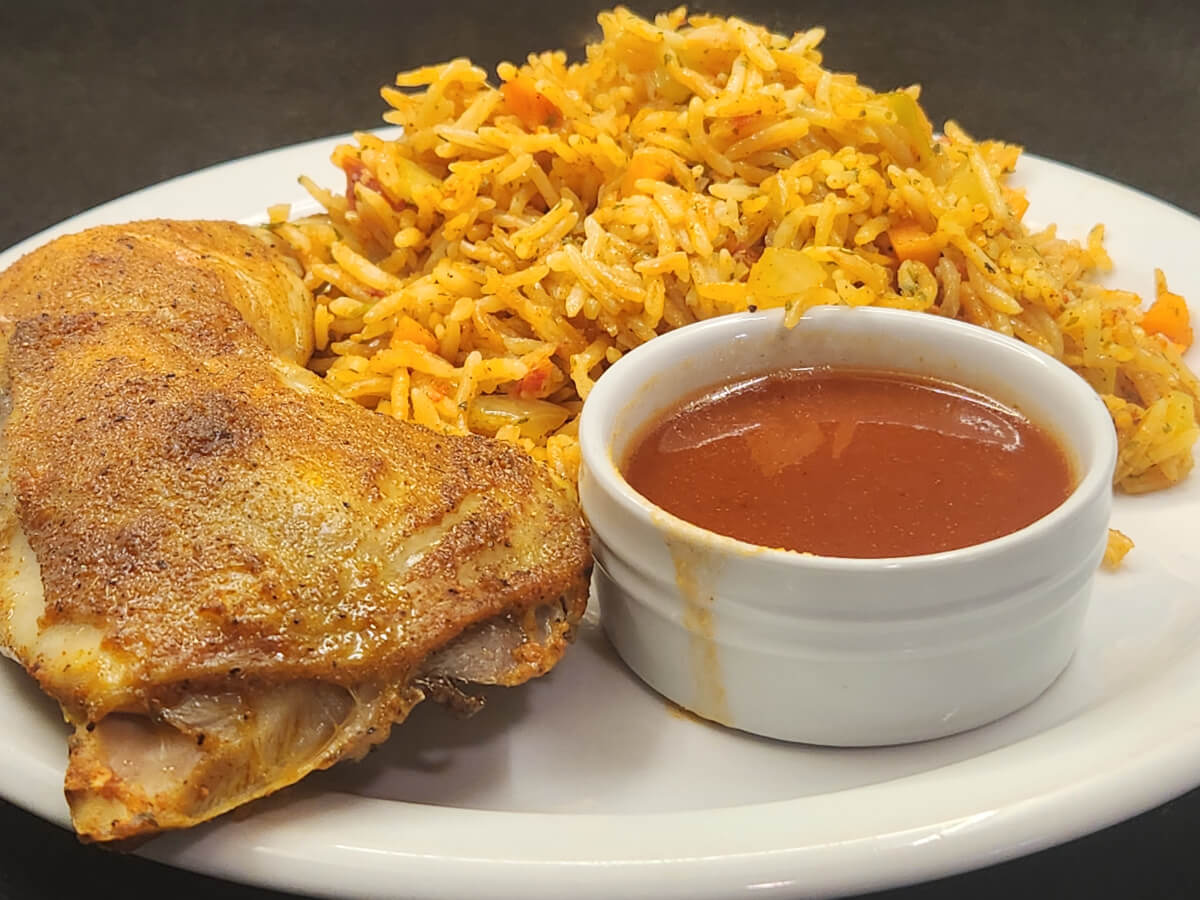 JAHZKITCHEN Arroz con Pollo with Rotisserie Dipping Sauce