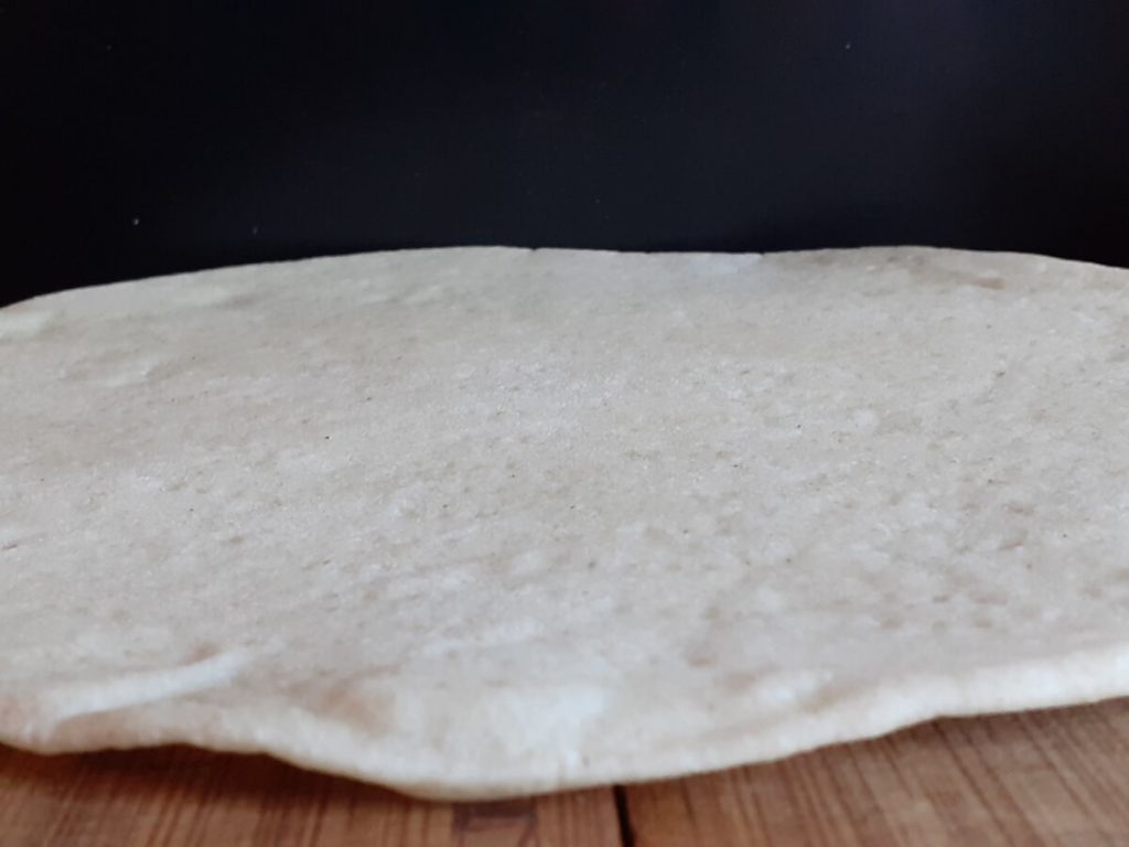 Underside of Parbaked thin Crust