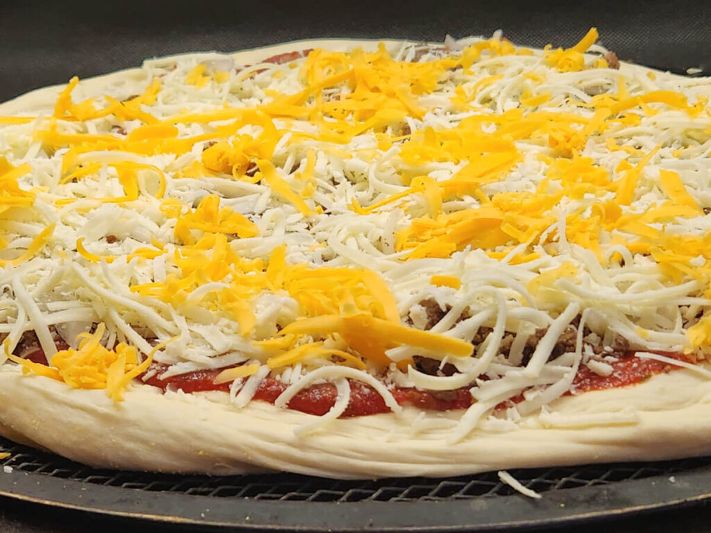JAHZKITCHEN Cheeseburger Pizza ready for the Oven