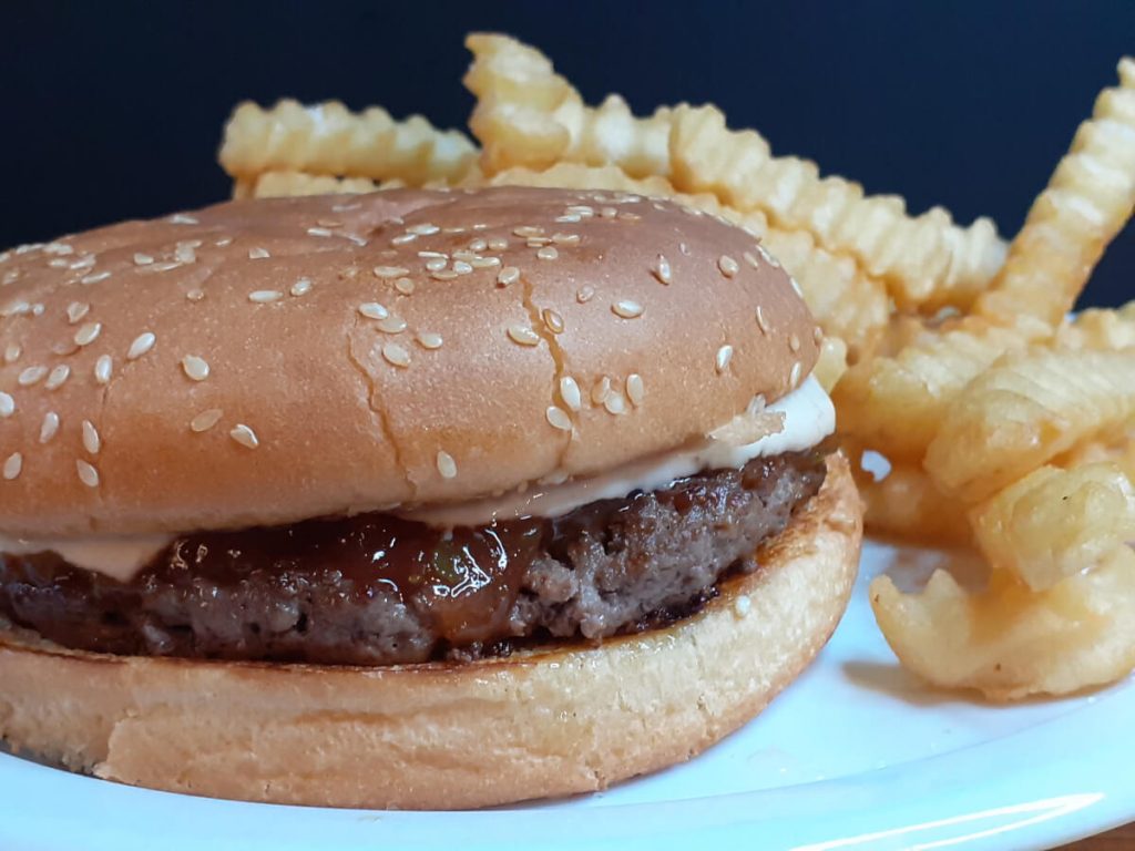 Red Relish Burger with Smokey Burger Sauce and Fries