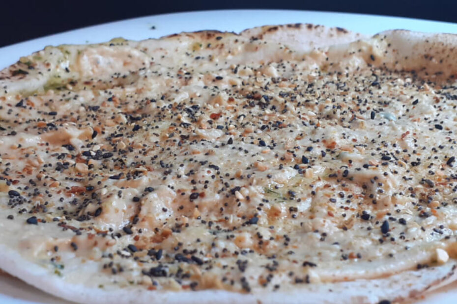 JAHZKITCHEN Everything Bagel Pita Bread with Garlic Butter & Hummus