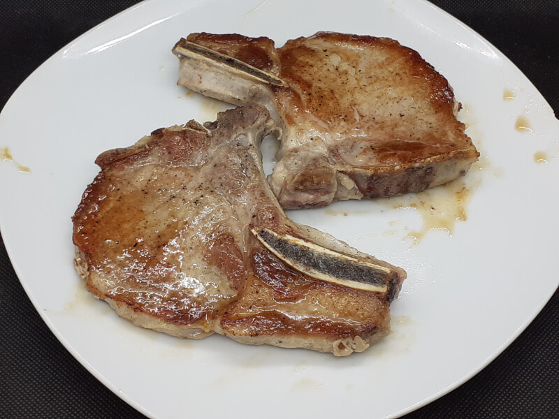 Seared Pork Chops Resting