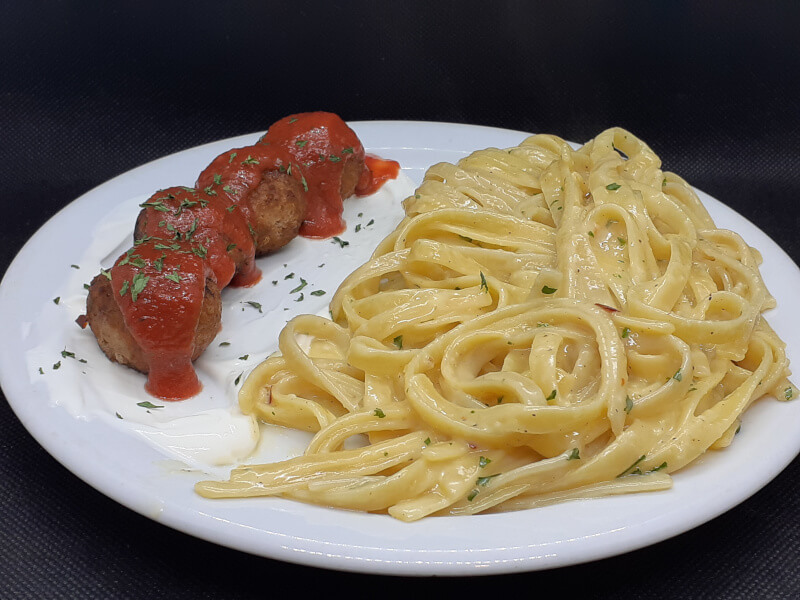 Meatball Side Platter with Garlic Butter Pasta