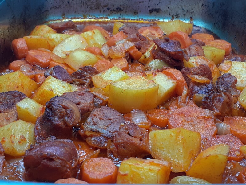 Cooked Oven Sausage and Vegetables