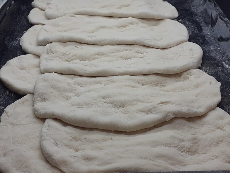 Pressed and Stretched Naan Dough