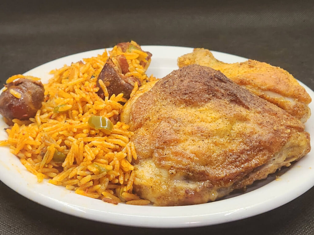 JAHZKITCHEN Taco Chicken Shake & Bake with Chourico Rice