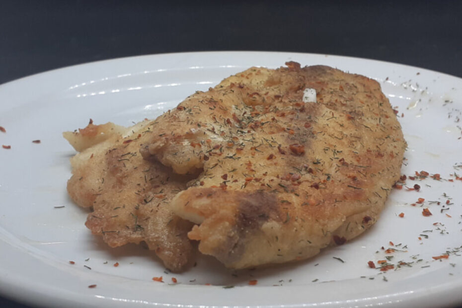 JAHZKITCHEN Pan Fried Bass garnished with Aleppo and Dill