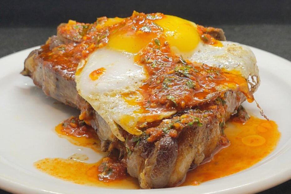 JAHZKITCHEN Chimichurri Veal T-Bone Steak with Duck Eggs