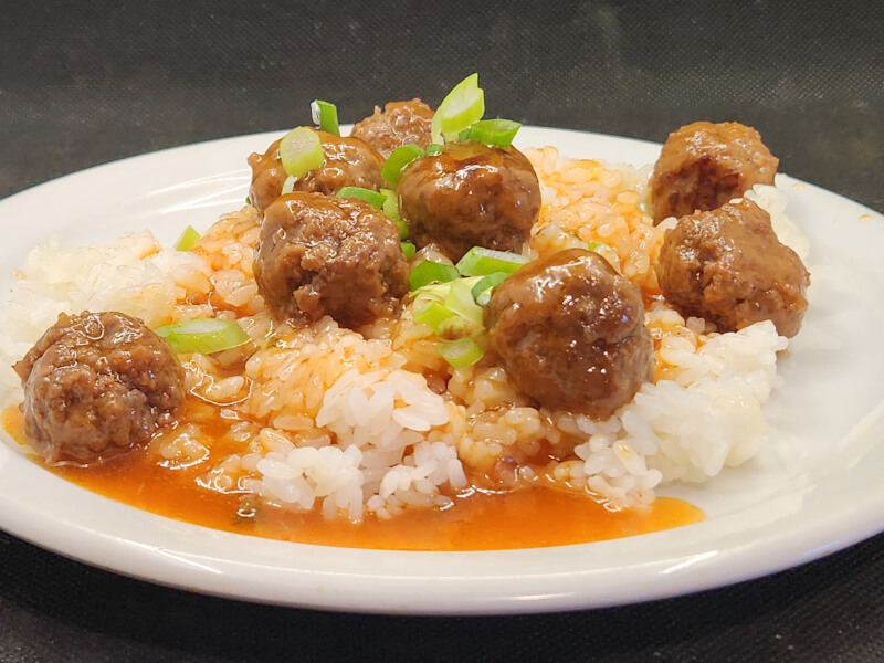 Beef Korean Sweet & Sour Meatballs over Rice