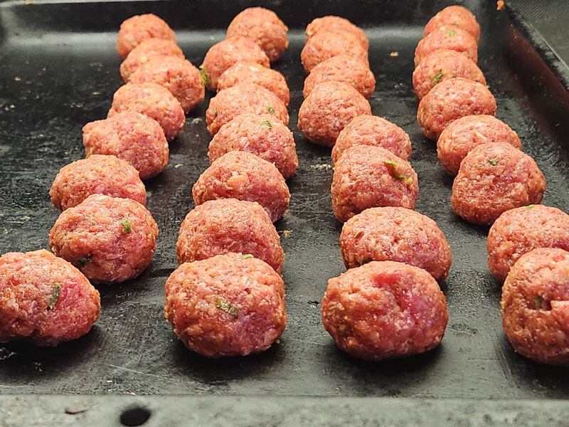 Korean Meatballs Portioned and shaped ready for the freezer