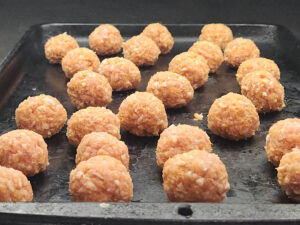 Tray of Frozen Meatballs