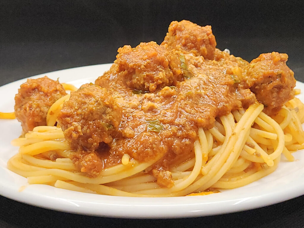 JAHZKITCHEN Olive & Parmigiano Spaghetti with Oliveit Meatballs