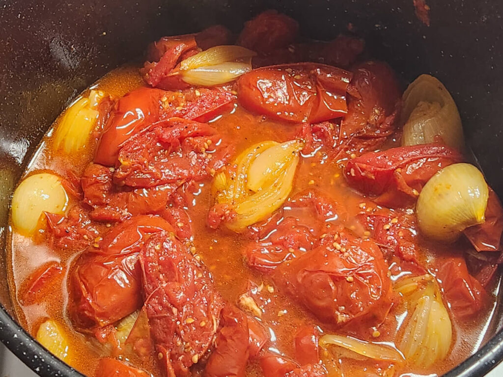 JAHZKITCHEN Roasted Tomatoes emptied into a Pot